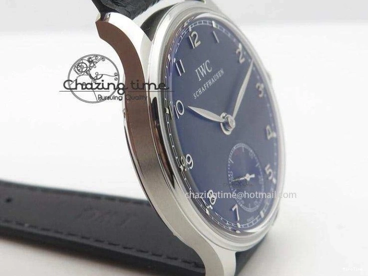 MIROTIME 0324 Portuguese IW545407 Black Dial ZF 1:1 Best Edition On Dark Blue Leather Strap DailyWear 7337